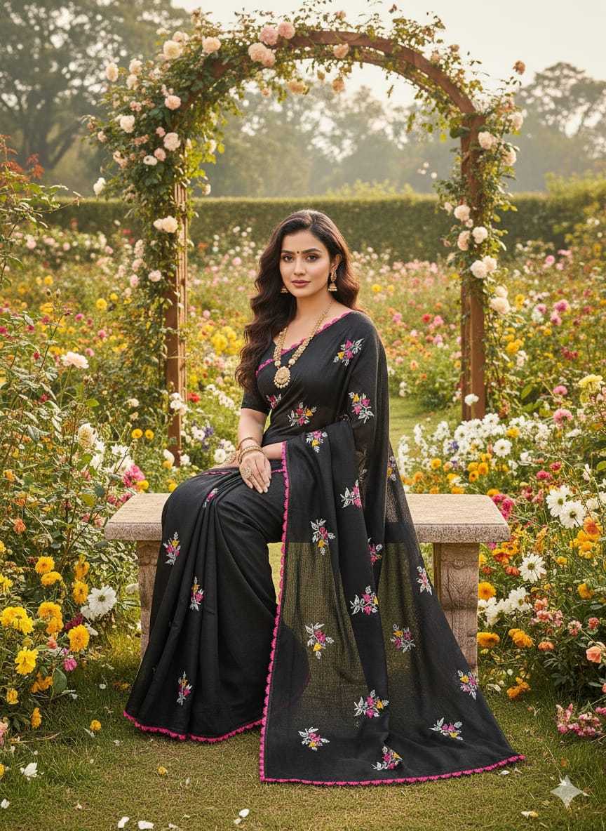 Ynf Soft Kota KESH682 Motifs Sarees Wholesale Designer Sarees Black Sarees Kora Sarees Manufacturer- Kapda Export