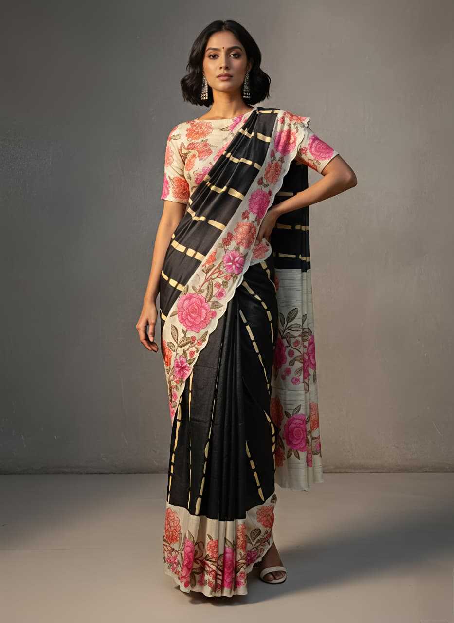 Ynf Tussar Silk KESH673 FLORA CUTWORK Silk Sarees Wholesale Tussar Silk Sarees Handloom Sarees Printed Silk Saree Manufacturer- Kapda Export