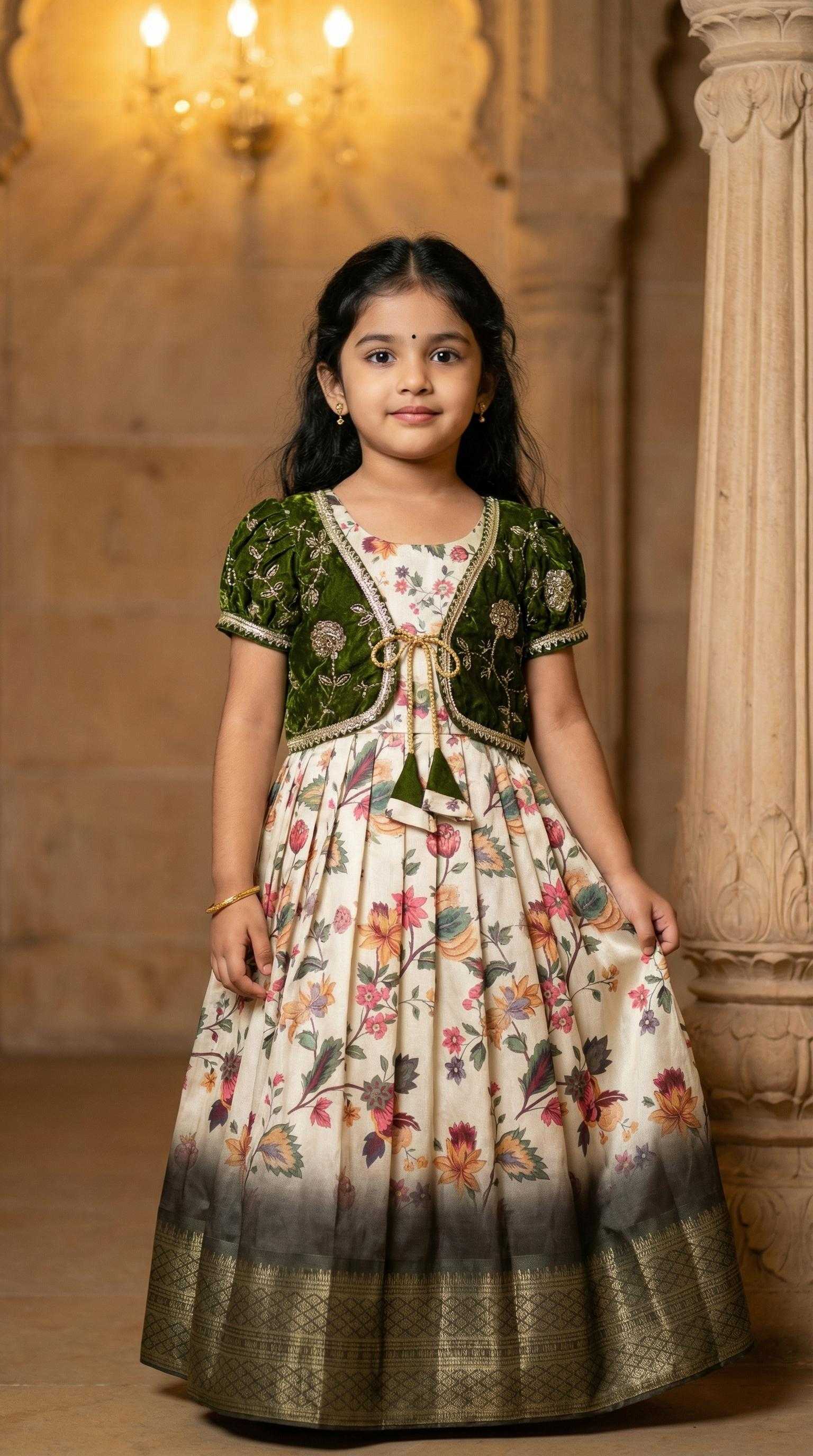 Ynf Soft Silk RIN235 Pure Zari Kids Wear Wholesale Kids Designer Frock Kids Lehenga Choli Kids Party Wear Ethnic Manufacturer- Kapda Export
