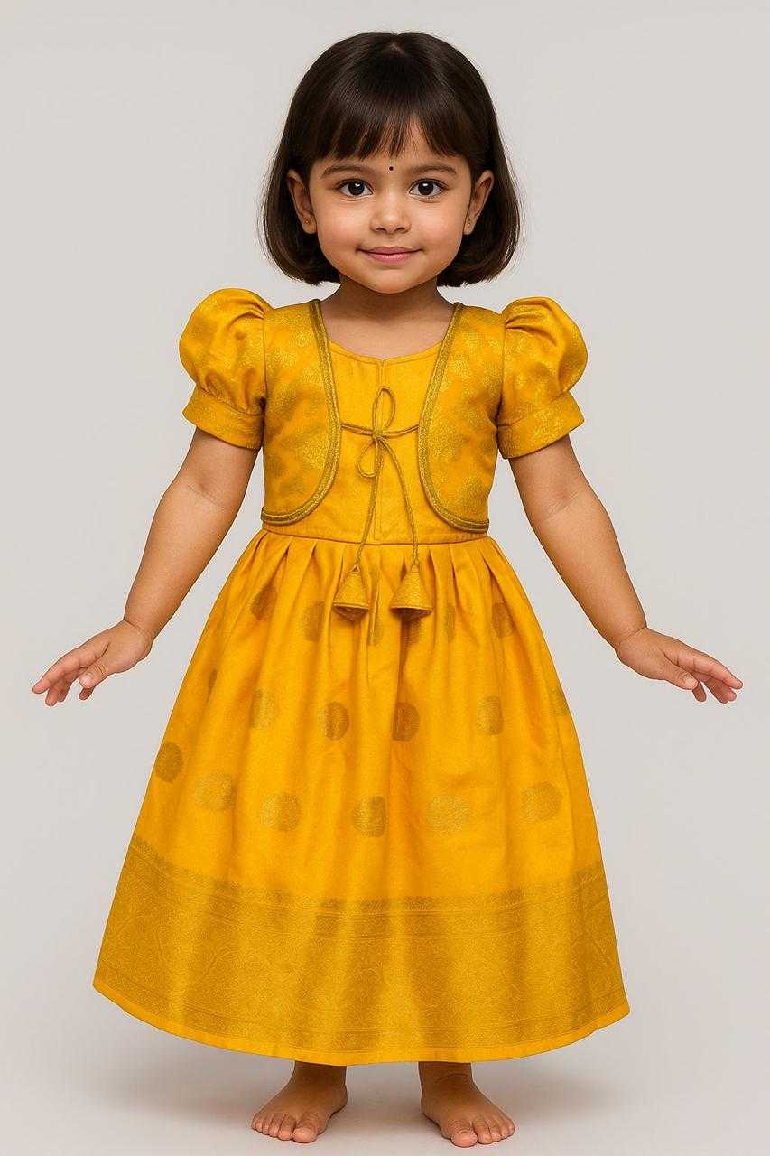 Ynf Zari Silk RIN235 with zari Kids Wear Wholesale Kids Gown Kids Designer Frock Girls Ethnic Wear Manufacturer- Kapda Export