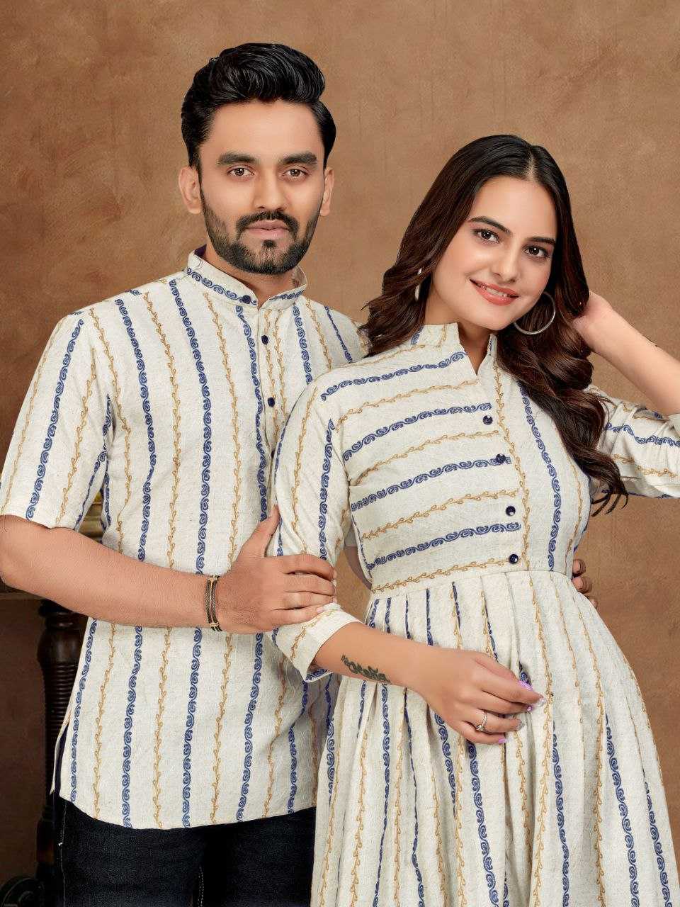 YNF COTTON SNX 01 COUPLE WEAR WHOLESALE MENS KURTA & FEMALE TUNIC MANUFACTURER 