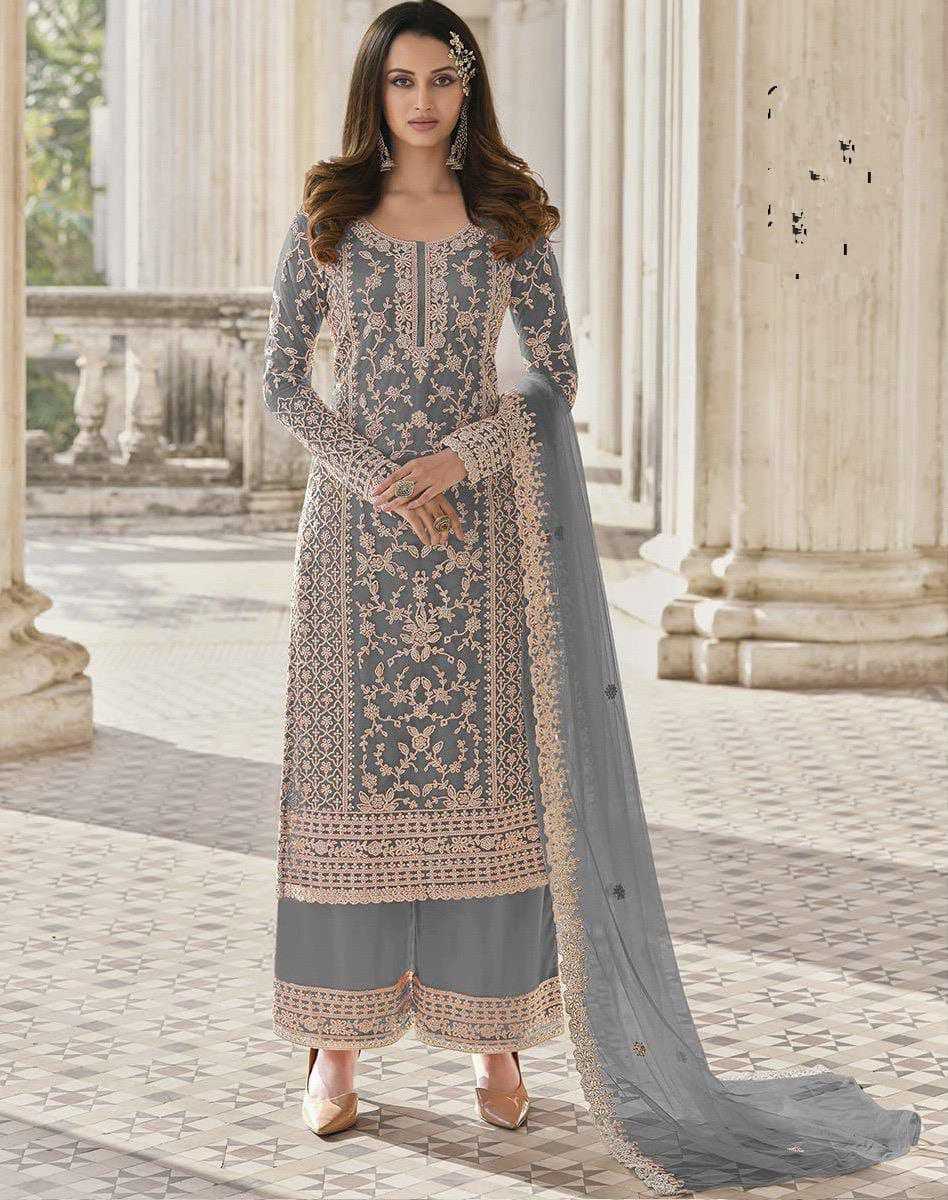 YNF NET RPDF 1124 SUITS & DRESSES WHOLESALE EMBROIDERY PALAZZO NET SUITS MANUFACTURER