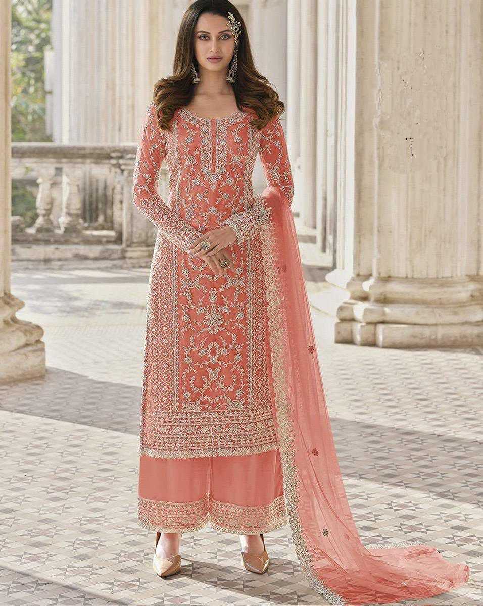 YNF NET RPDF 1124 SUITS & DRESSES WHOLESALE EMBROIDERY PALAZZO NET SUITS MANUFACTURER