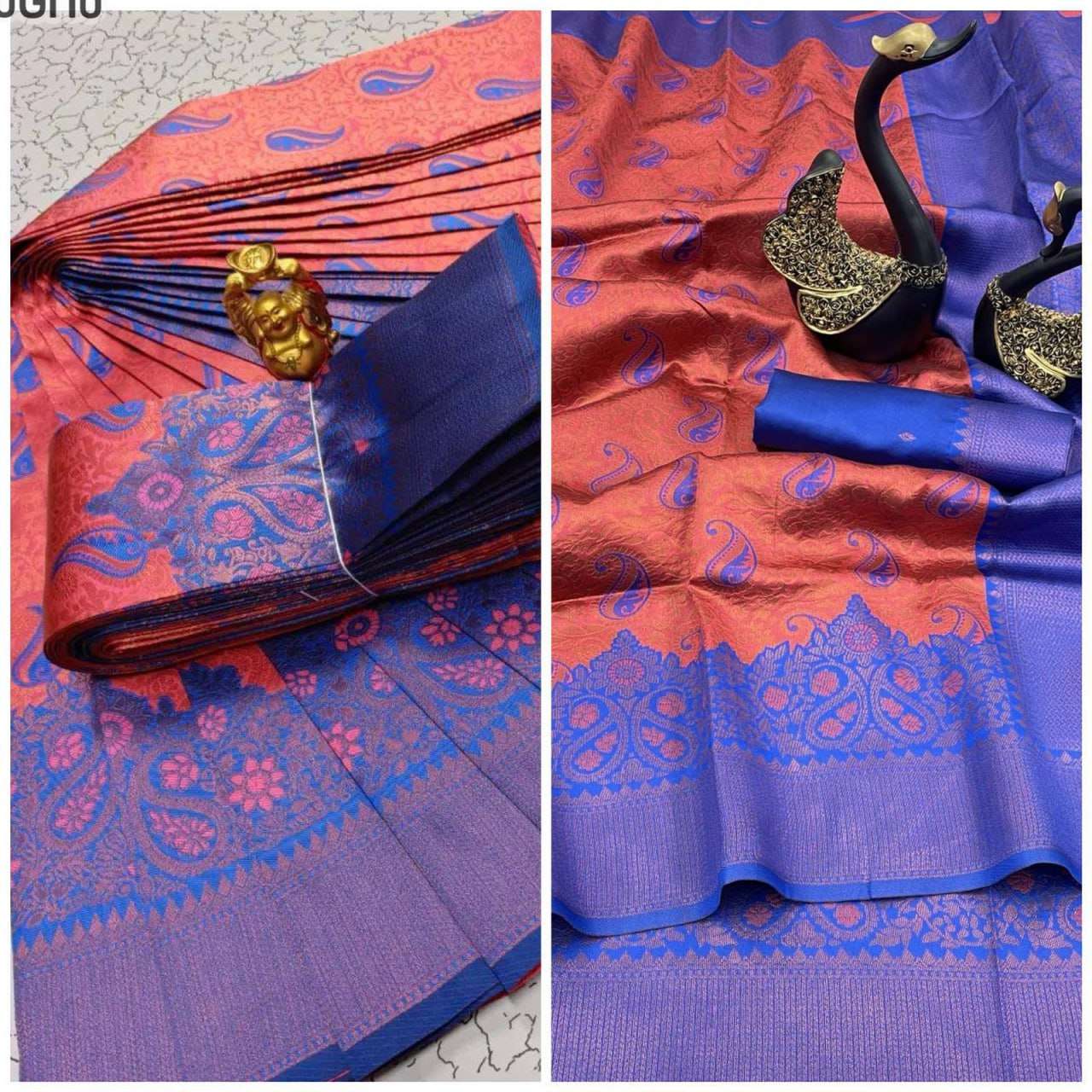 YNF TISSUE RLC 624 SAREES WHOLESALE LADIES KANCHIPURAM ZARI BORDER SAREES MANUFACTURER