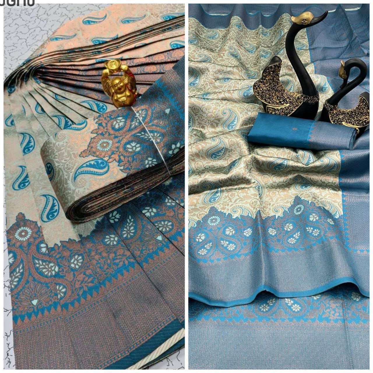 YNF TISSUE RLC 624 SAREES WHOLESALE LADIES KANCHIPURAM ZARI BORDER SAREES MANUFACTURER