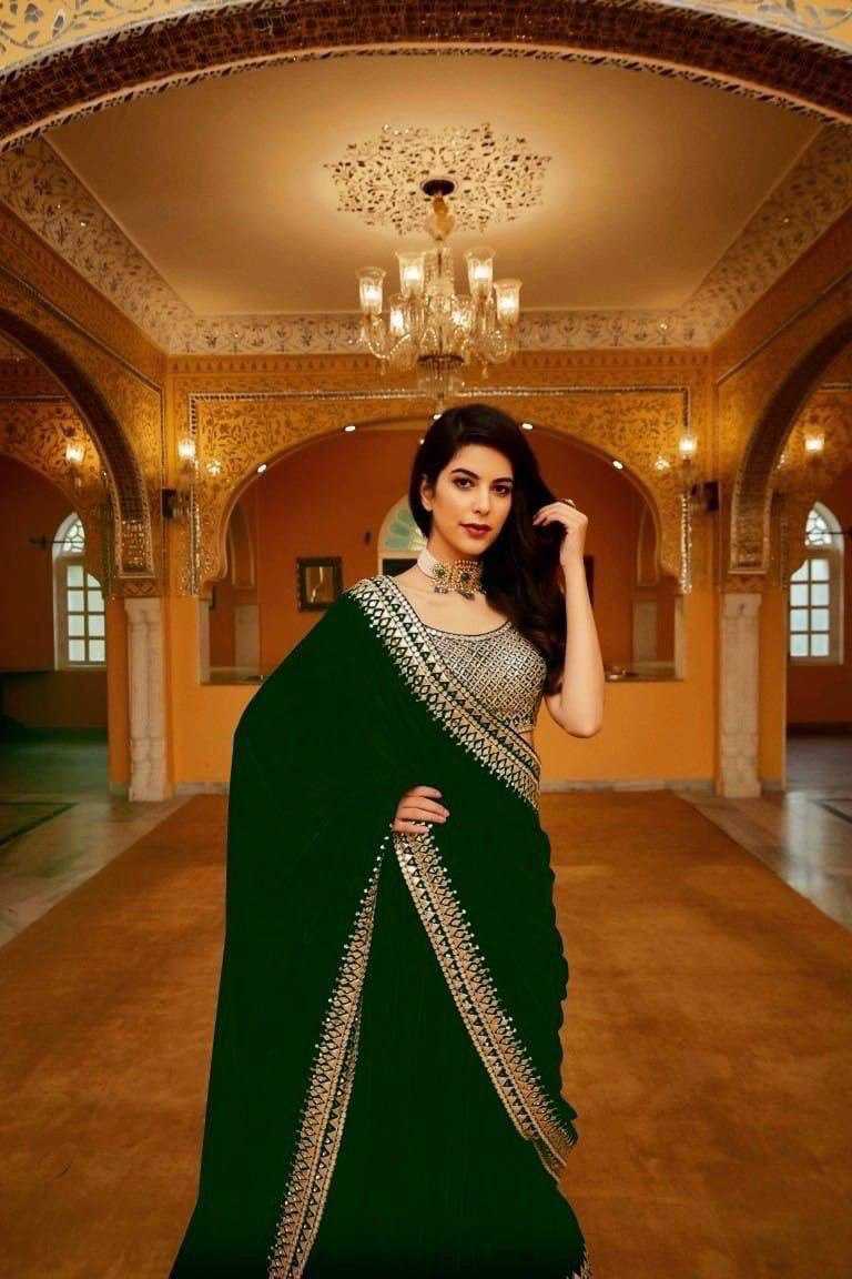 YNF VELVET RST 331 SAREES WHOLESALE VELVET EMBROIDERED LACE BORDER SAREES MANUFACTURER