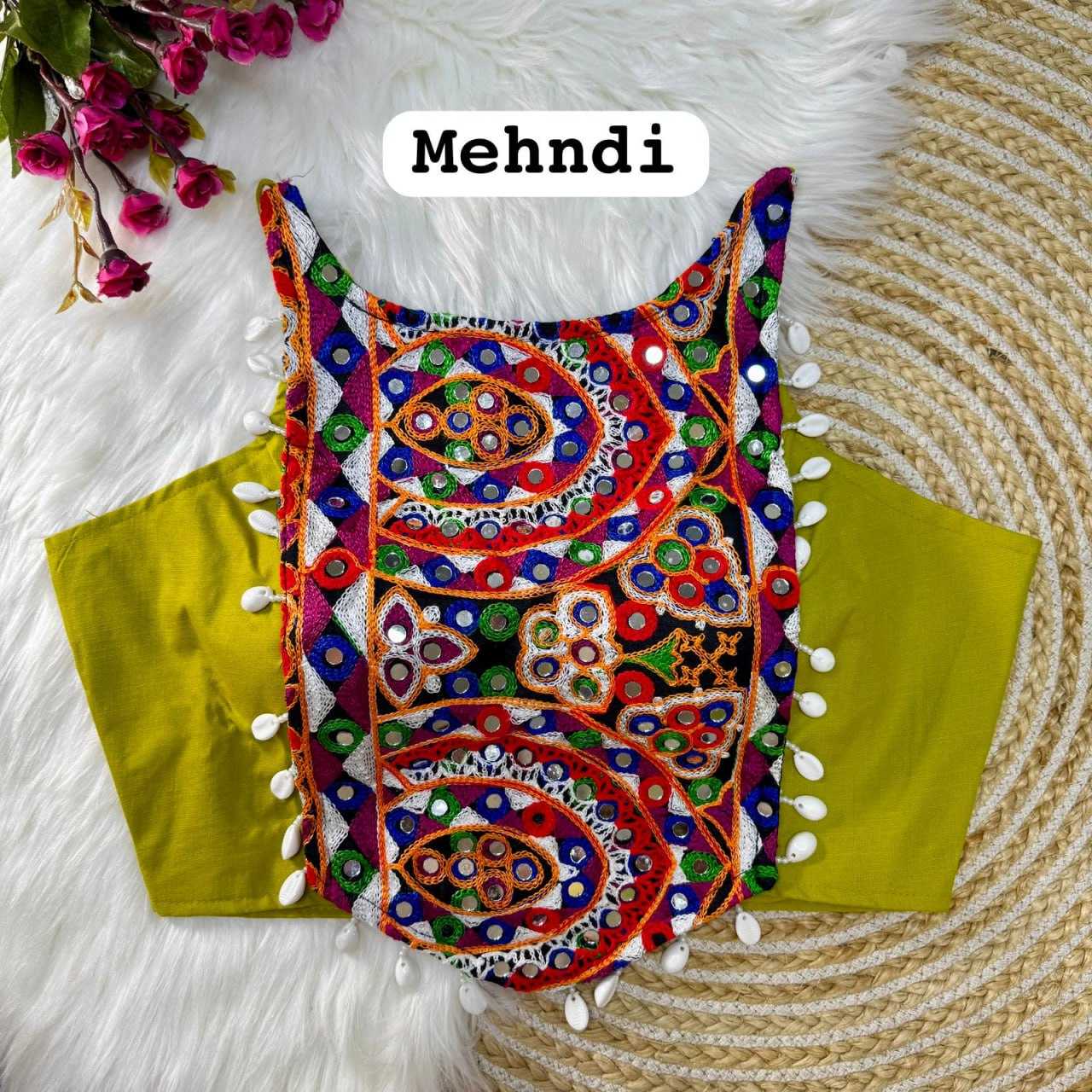 YNF COTTON KESH111 RRK13 READYMADE BLOUSE WHOLESALE SLEEVELESS COTTON KUTCH WORK EMBROIDERED BLOUSE MANUFACTURER