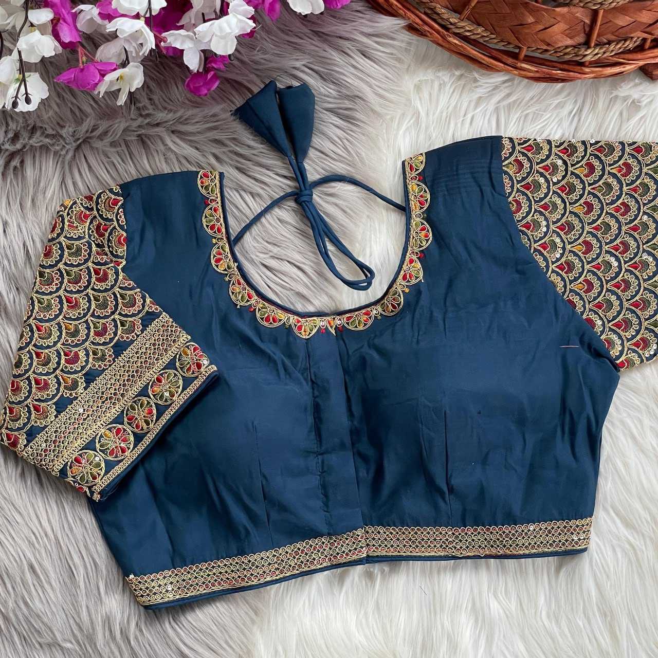 YNF HEAVY ROMAN SILK RIN117 216 READYMADE BLOUSE WHOLESALE SEQUENCE EMBROIDERY FASHION BLOUSE MANUFACTURER 