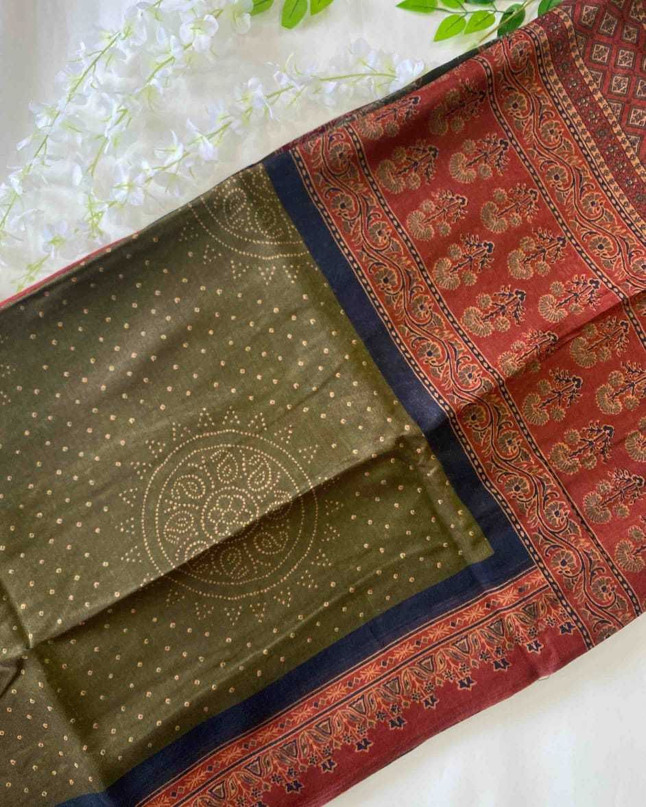 YNF LINEN RIN163 RAE20 SAREES WHOLESALE LADIES AJRAKH BANDHANI BANDHEJ SAREES MANUFACTURER