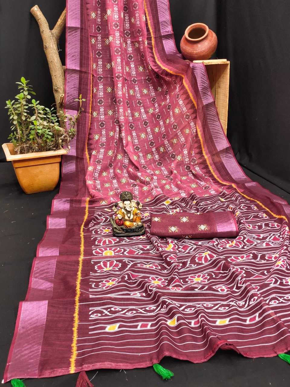 YNF LINEN RIN183 SUNDARI SAREES WHOLESALE PRINTED LADIES IKKAT SAREES MANUFACTURER 