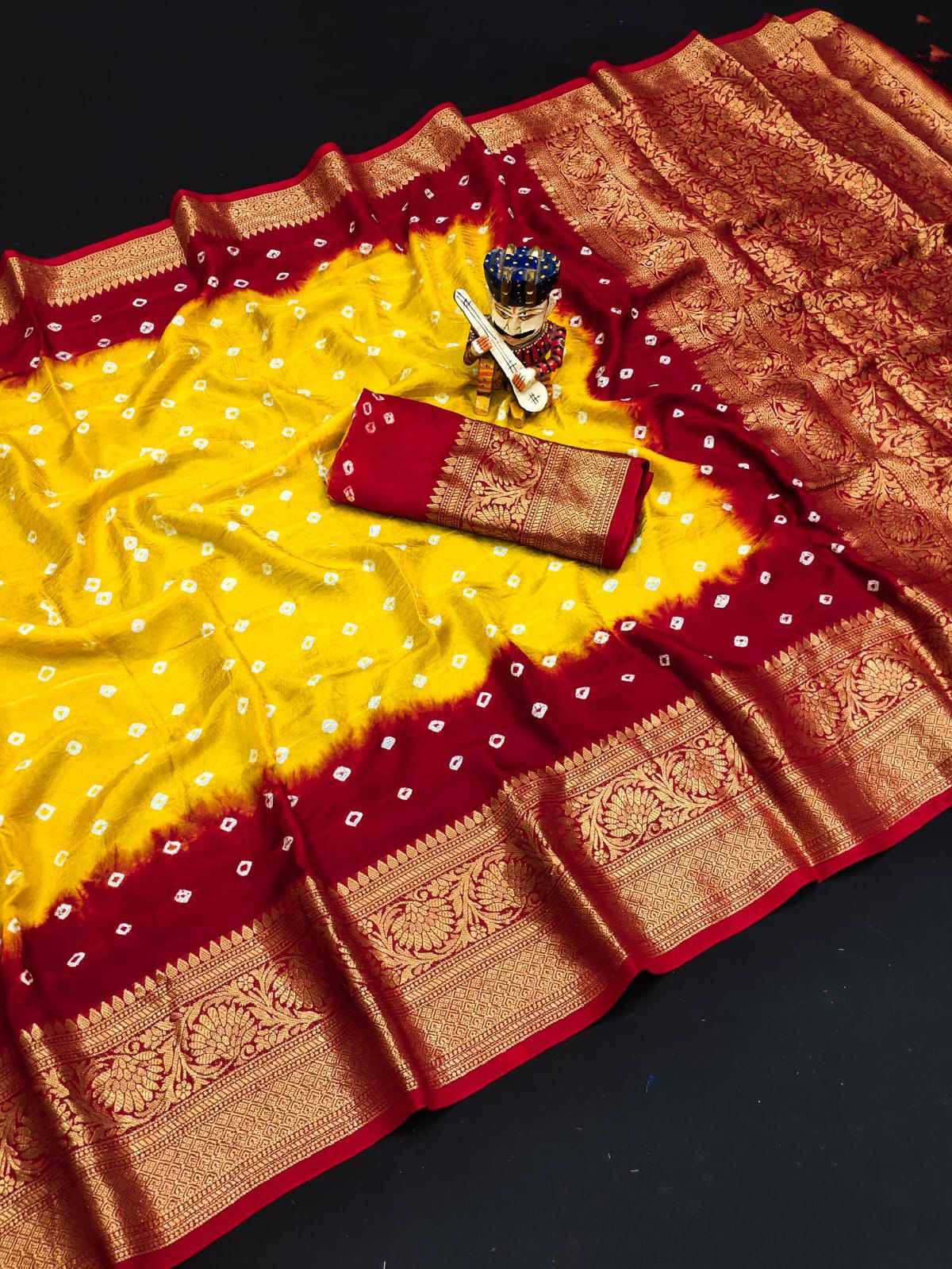 YNF BANDHANI SILK KESH194 Kanjivaram SILK SAREES WHOLESALE PRINTED BANDHANI BANDHEJ KANCHIPURAM ZARI BORDER SAREES MANUFACTURER