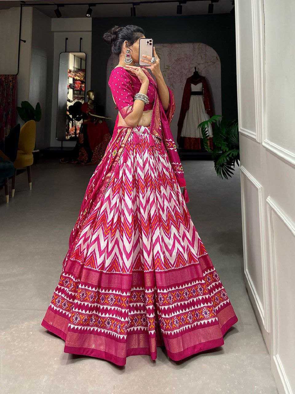 YNF DOLA SILK KESH187 Zickzack LEHENGAS WHOLESALE SILK PRINTED TRADITIONAL LEHENGAS MANUFACTURER