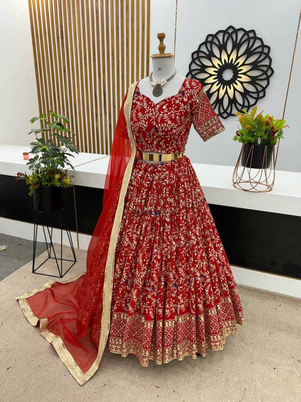 YNF FAUX GEORGETTE KESH125 3071 LEHENGAS WHOLESALE TRADITIONAL EMBROIDERED LEHENGAS MANUFACTURER