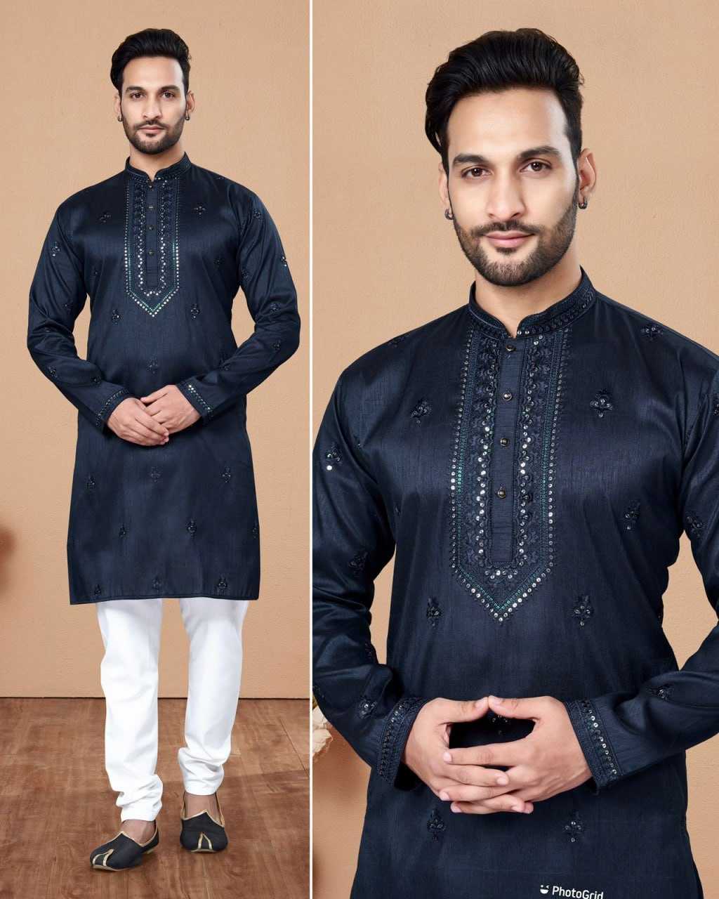 YNF HEAVY SILK INL  253 MENS WEAR WHOLESALE MENS KURTA PYJAMA SILK EMBROIDERED KURTA PYJAMA MANUFACTURER