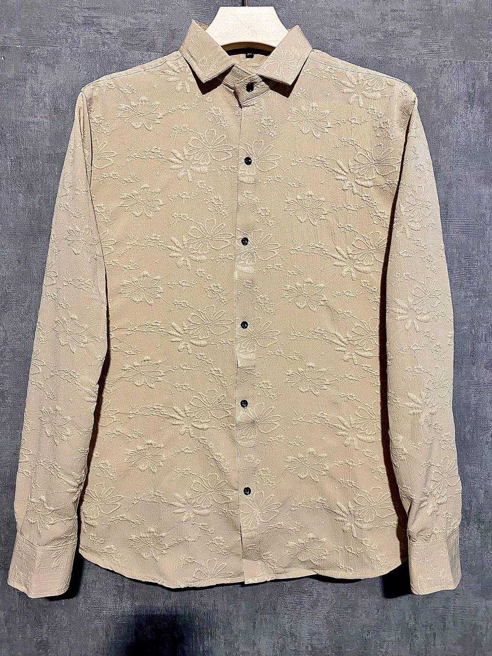 YNF KESH103  JACQUARD FLORAL MENS WEAR WHOLESALE MENS FULL SLEEVES SHIRTS MANUFACTURER