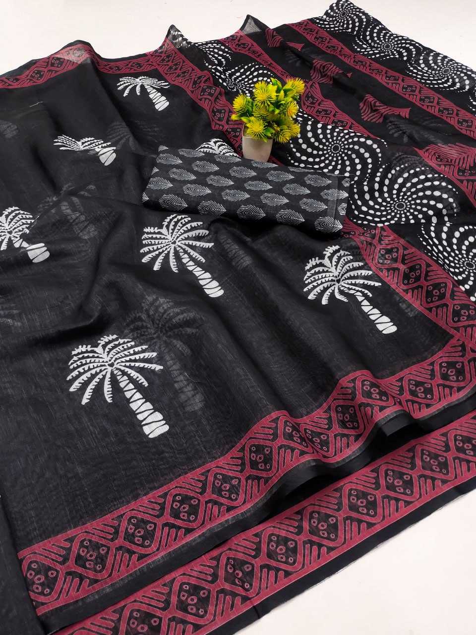 YNF LINEN RIN145 LAKSHMI SAREES WHOLESALE PRINTED LADIES BATIK SAREES MANUFACTURER