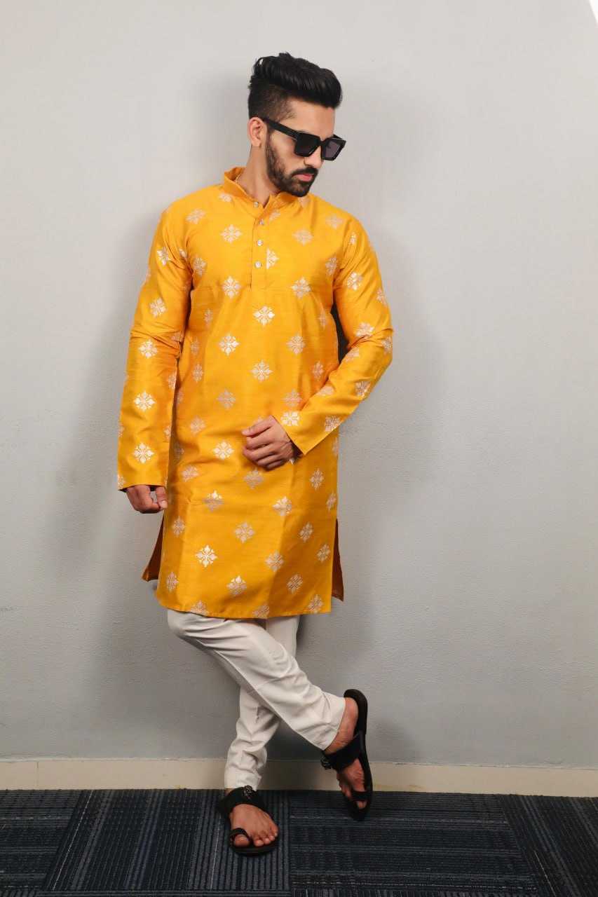 YNF PARBON SILK RIN111 GOLDEN FLOWER MENS WEAR WHOLESALE MENS KURTA PYJAMA SILK KURTA MANUFACTURER