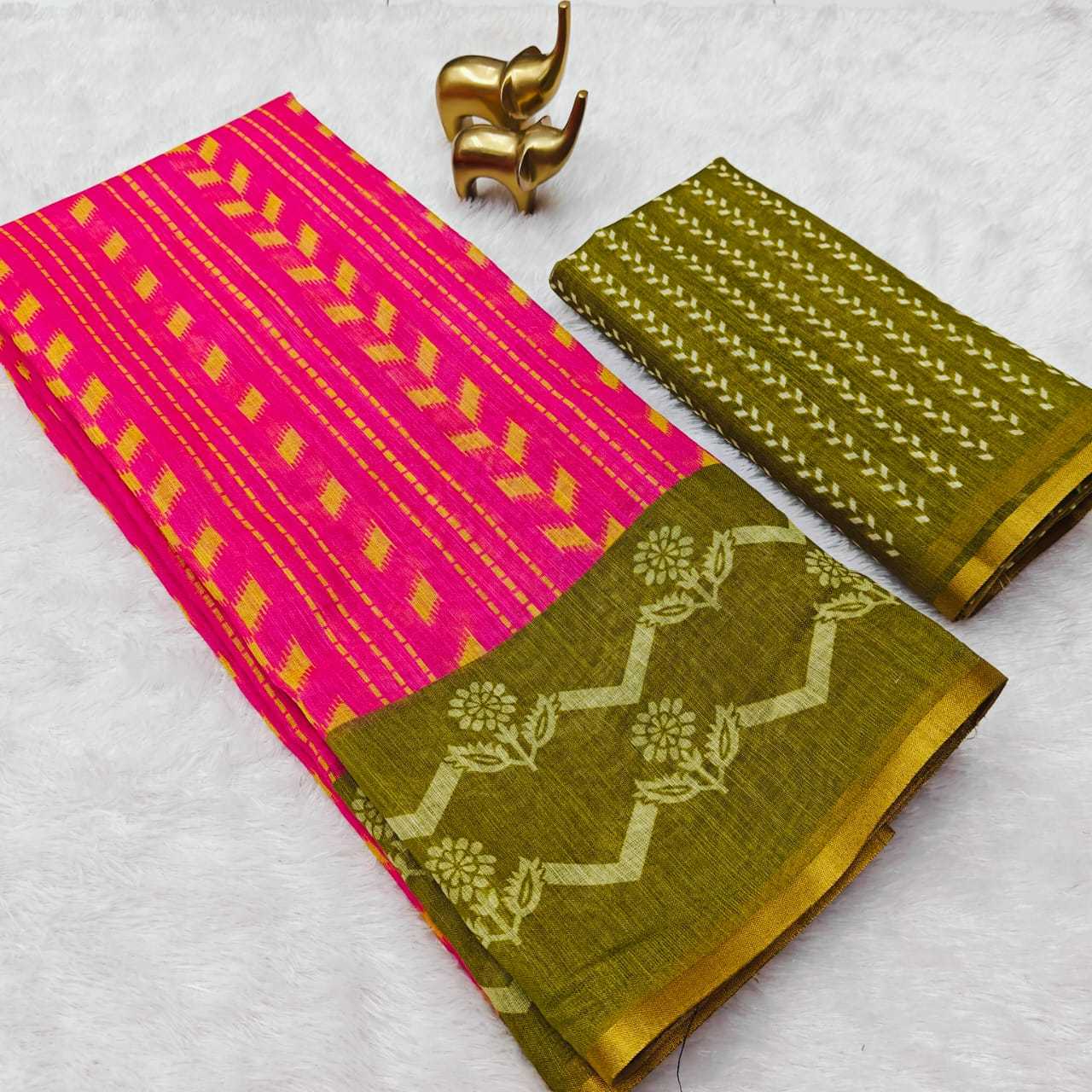 YNF SOFT COTTON RIN168 RKC43 SAREES WHOLESALE PRINTED COTTON LINEN LADIES SAREES MANUFACTURER