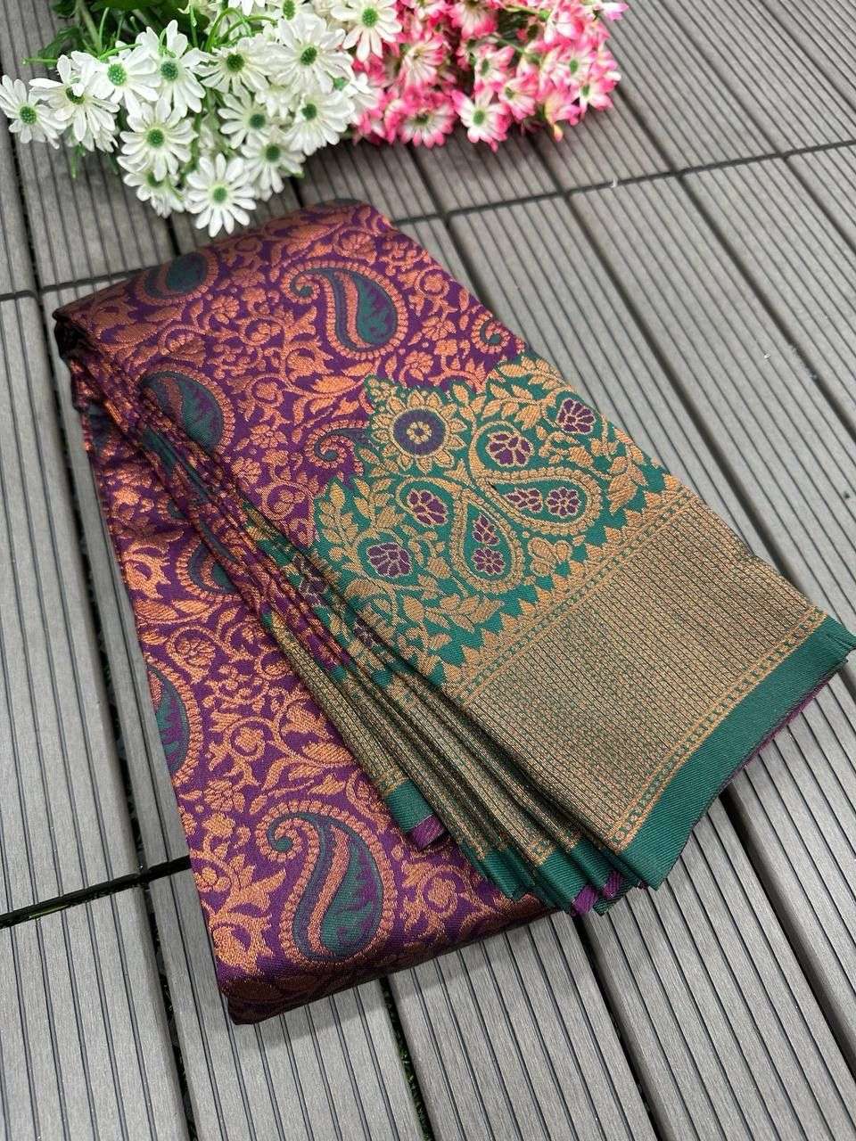 YNF TISSUE RIN179 624 SAREES WHOLESALE TISSUE SILK KANCHIPURAM ZARI BORDER SAREES MANUFACTURER