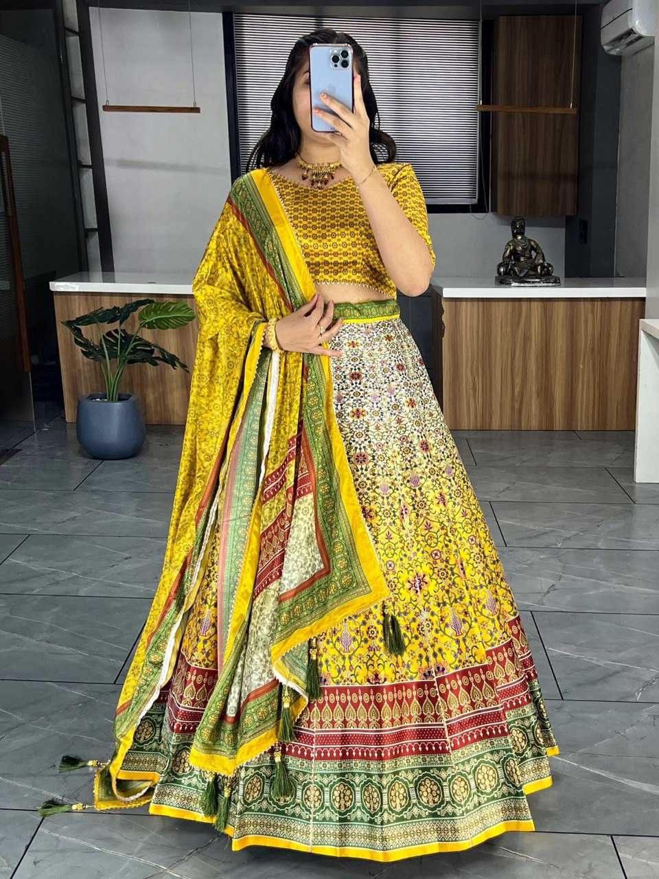 YNF ART SILK RIN119 6134 LEHENGAS WHOLESALE DESIGENR SILK PRINTED GOTA PATTI LEHENGAS MANUFACTURER- Kapda Export