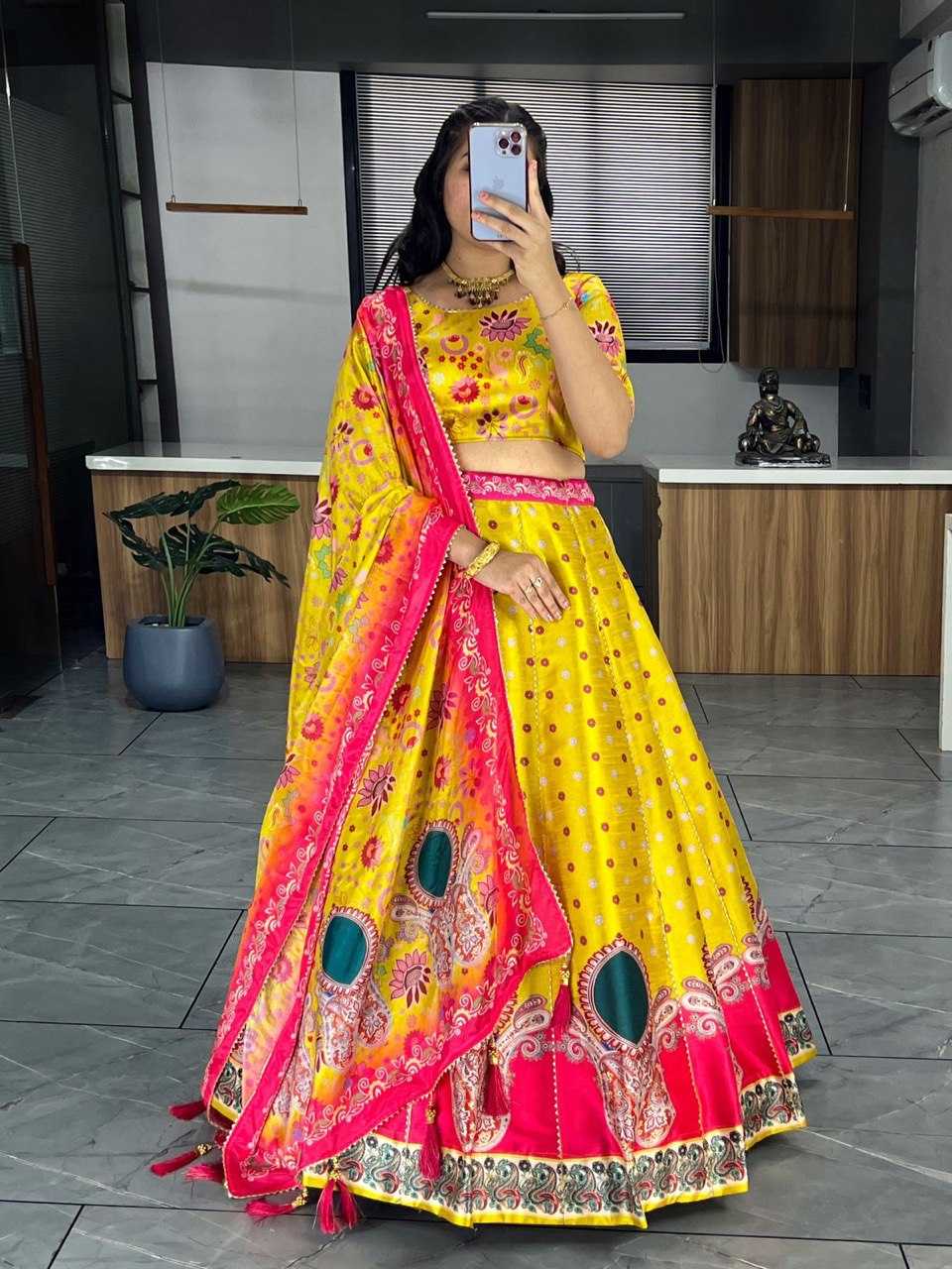 YNF ART SILK RIN119 6134 LEHENGAS WHOLESALE DESIGENR SILK PRINTED GOTA PATTI LEHENGAS MANUFACTURER- Kapda Export