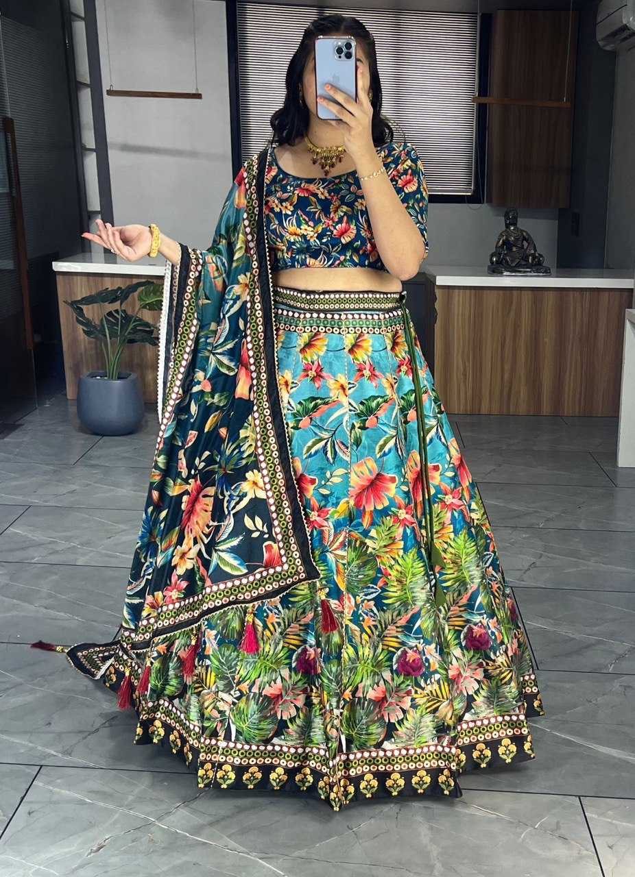 YNF ART SILK RIN119 6134 LEHENGAS WHOLESALE DESIGENR SILK PRINTED GOTA PATTI LEHENGAS MANUFACTURER- Kapda Export