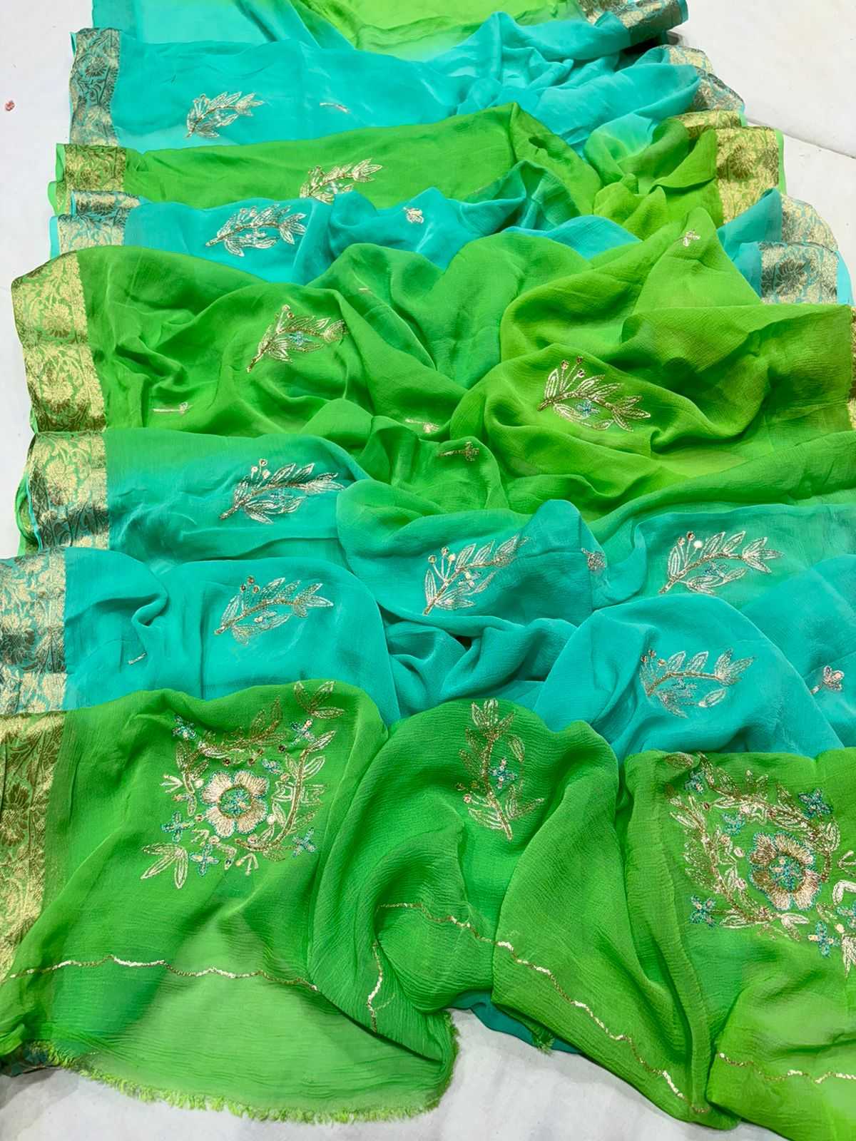 YNF CHIFFON  RIN152 NSD61 SAREES WHOLESALE SEQUENCE CHIFFON HALF AND HALF BUTTA SAREES MANUFACTURER