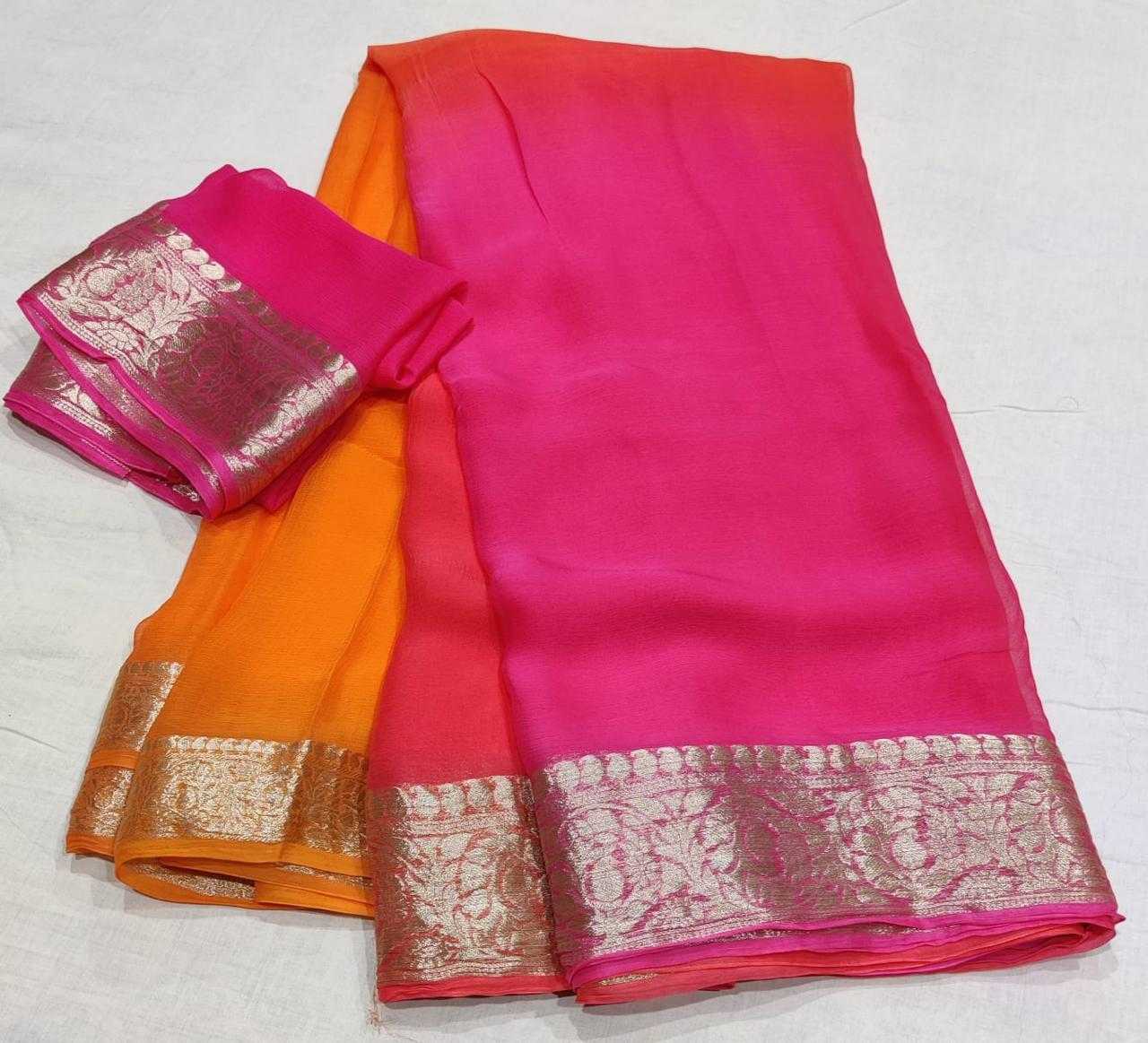 YNF CHIFFON RIN152 NSD65 SAREES WHOLESALE HALF AND HALF CHIFFON ZARI BORDER SAREES MANUFACTURER