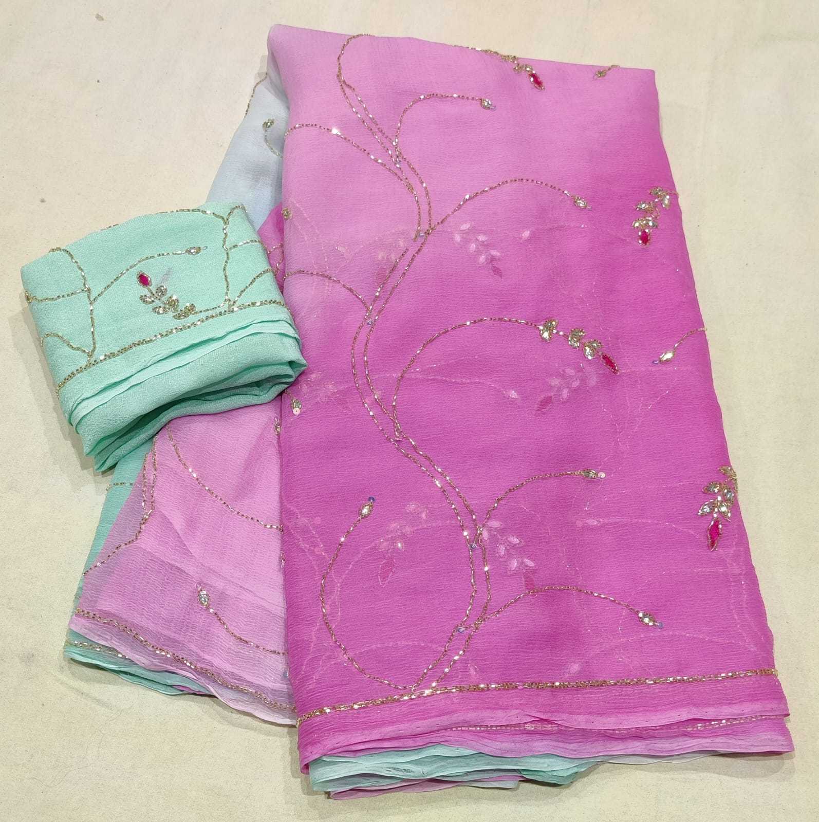 YNF CHIFFON RIN152 NSD69 SAREES WHOLESALE FANCY HALF AND HALF CHIFFON WORK SAREES MANUFACTURER