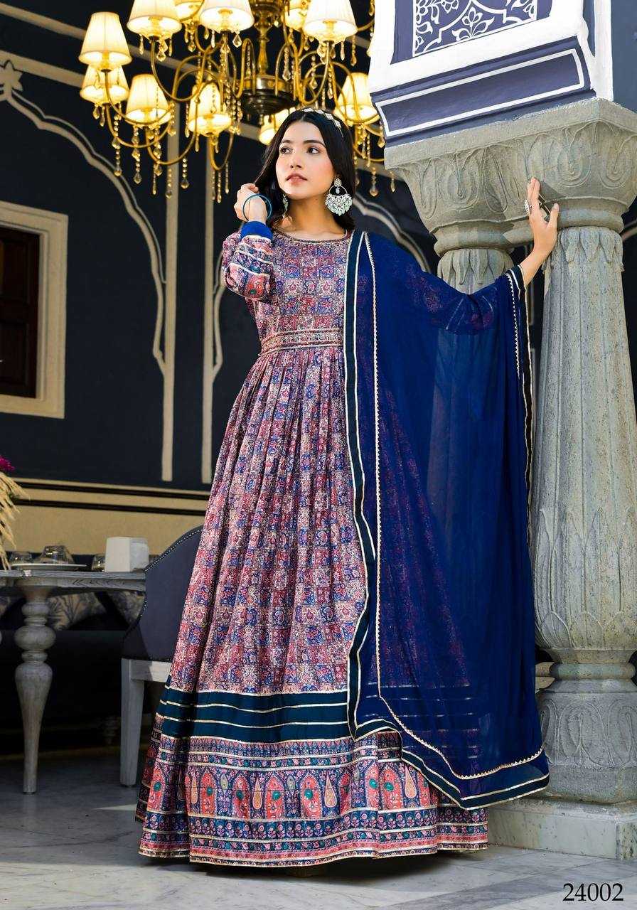 YNF DOLA SILK RIN131 24001 GOWNS WHOLESALE LONG PRINTED SILK GOWNS MANUFACTURER- Kapda Export