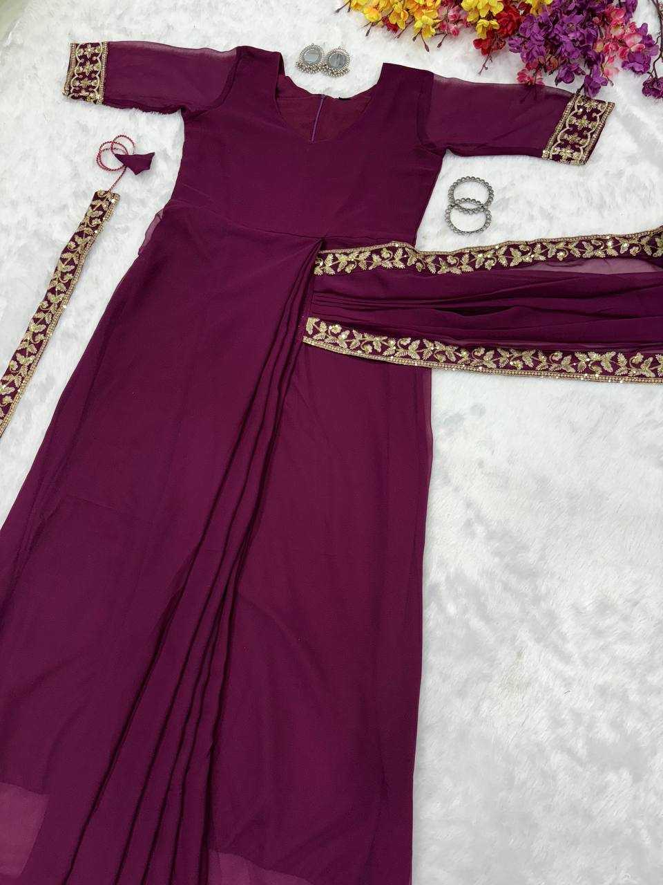 YNF FAUX GEORGETTE KESH224 212 SAREES WHOLESALE EMBROIDERED GEORGETTE SAREES GOWNS MANUFACTURER