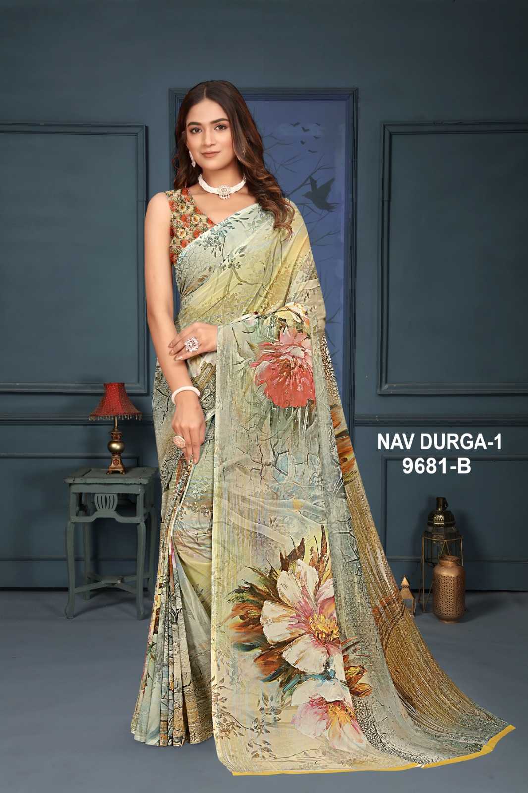 YNF GEORGETTE KESH113 Navdurga Vol-1 CLOTHING BRANDS WHOLESALE SANJANA DESIGNWEAR SAREES MANUFACTURER