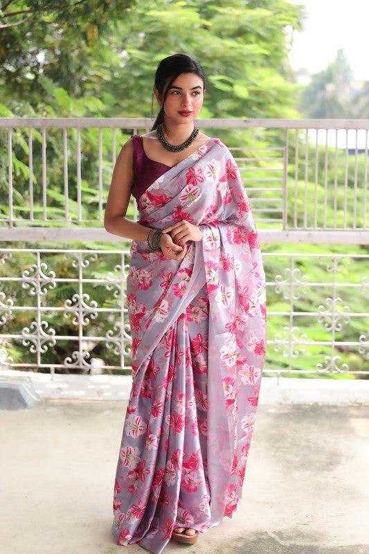 YNF JAPAN SARTIN RIN119 2134 SAREES WHOLESALE SATIN PRINTED LADIES SAREES MANUFACTURER- Kapda Export