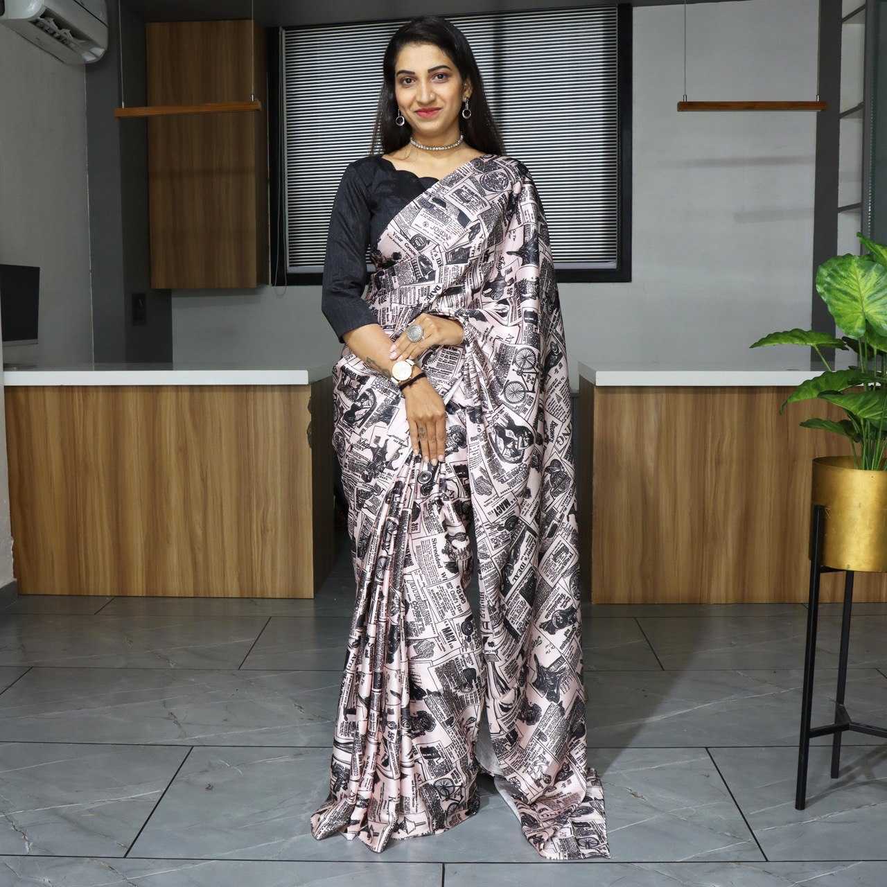 YNF JAPAN SARTIN RIN119 Japan SAREES WHOLESALE PRINTED LADIES SATIN SAREES MANUFACTURER- Kapda Export