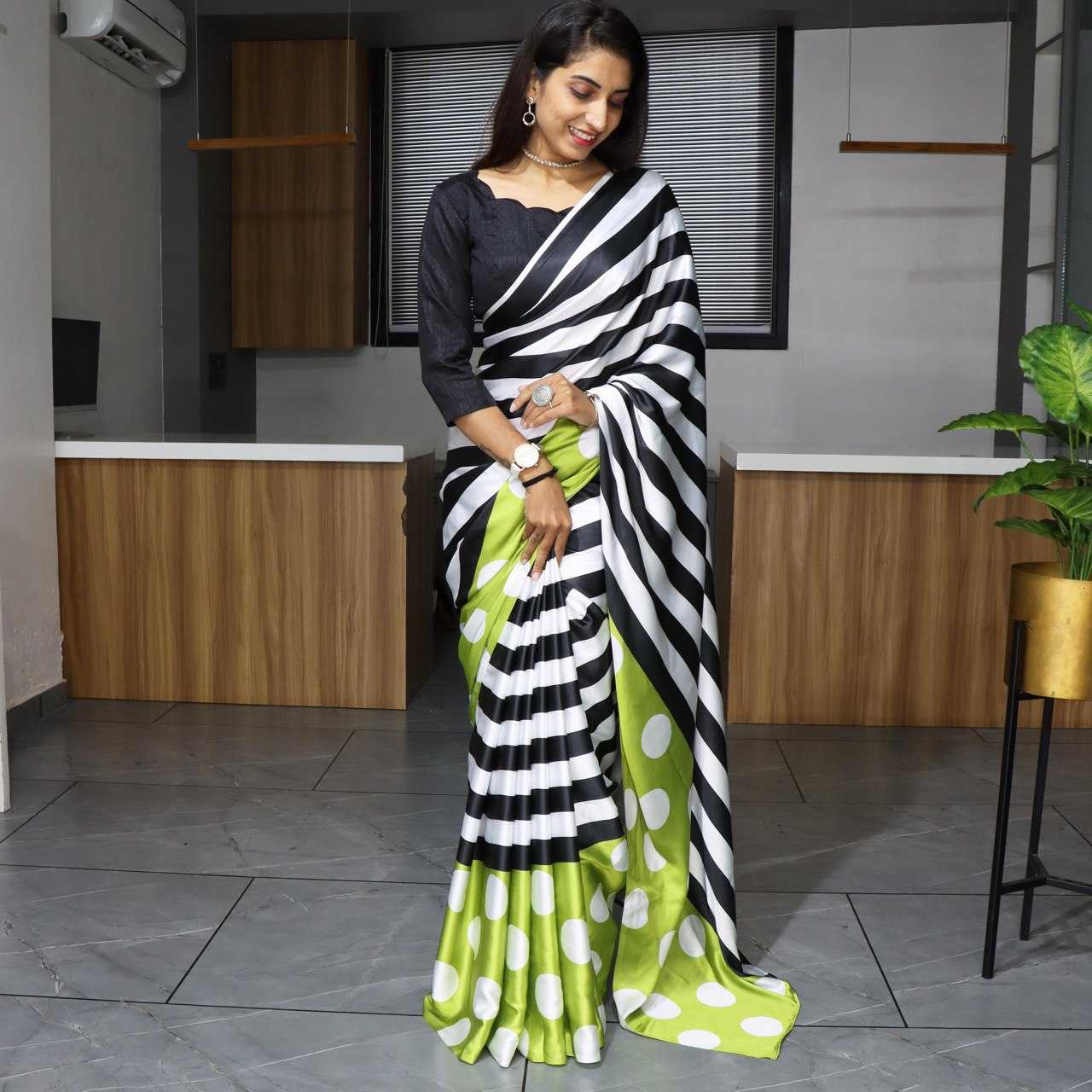 YNF JAPAN SARTIN RIN119 Japan SAREES WHOLESALE PRINTED LADIES SATIN SAREES MANUFACTURER- Kapda Export