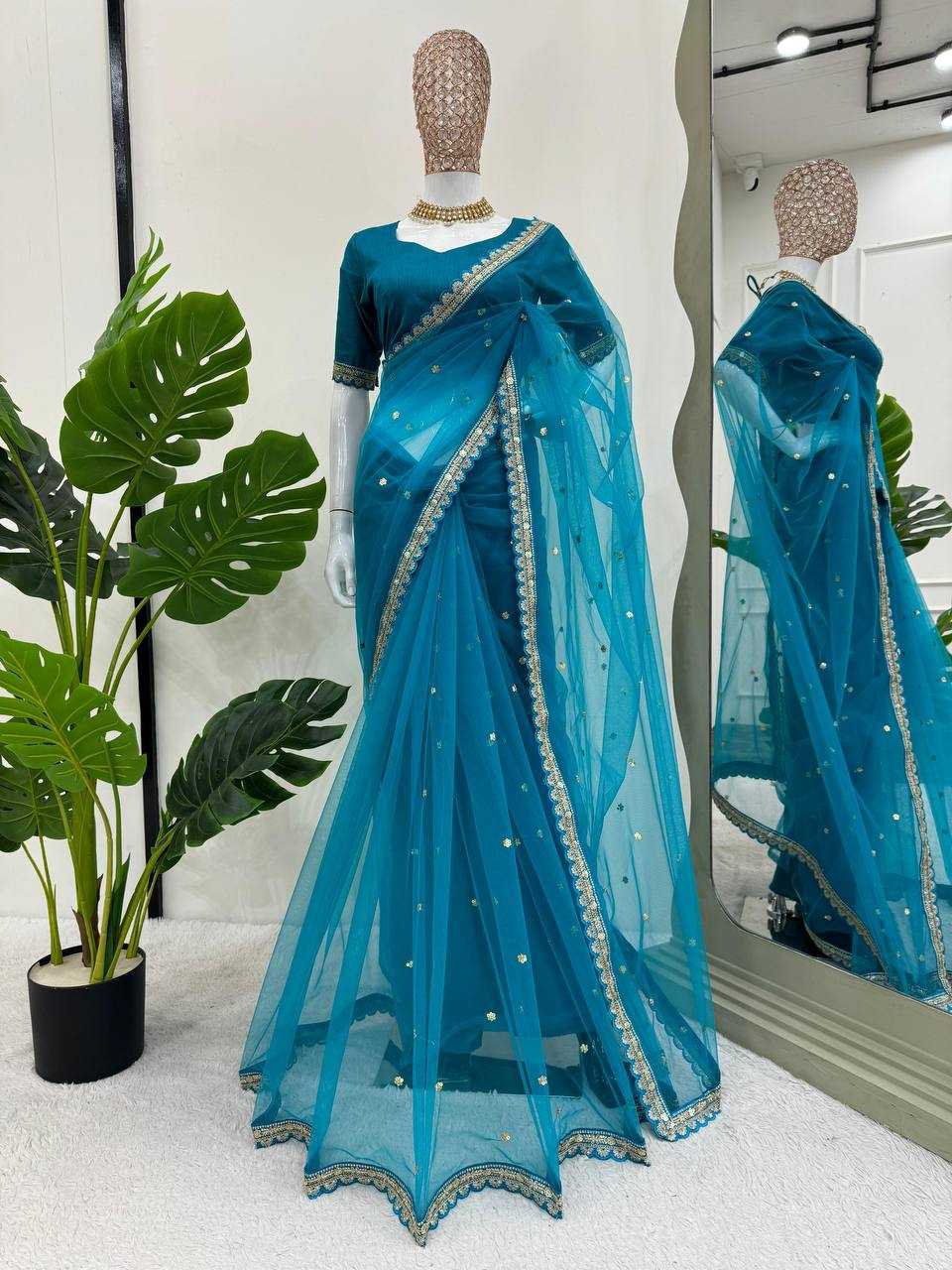 YNF SOFT NET RIN133 8087 SAREES WHOLESALE SEQUENCE CUT WORK PARTY WEAR NET SAREES MANUFACTURER- Kapda Export