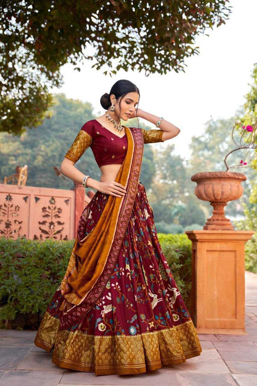 YNF TUSSAR SILK KESH187 Rabbit LEHENGAS WHOLESALE SILK TRADITIONAL PRINTED LEHENGA WITH BLOUE WEDDING LEHENGAS MANUFACTURER- Kapda Export