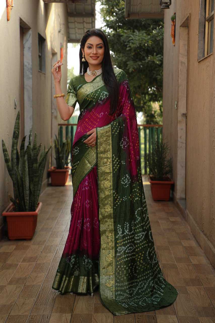 YNF BANDHEJ SILK RIN144 RANGOLI-2 SAREES WHOLESALE TRADITIONAL FESTIVEL LADIES BANDHE SILK SAREES FOR WEDDING MANUFACTURER- Kapda Export