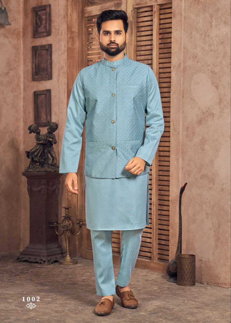 YNF BANGLORI SILK KESH246 MANYAVAR V-2 WHOLESALE MENS WEAR PATHANI SUIT SILK KURTA MANUFACTURER- Kapda Export