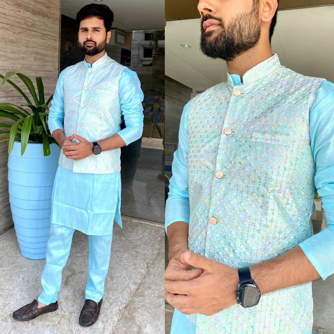 YNF BANGLORI SILK KESH246 MANYAVAR V-3 WHOLESALE MENS WEAR PATHANI SUIT SILK KURTA MANUFACTURER- Kapda Export