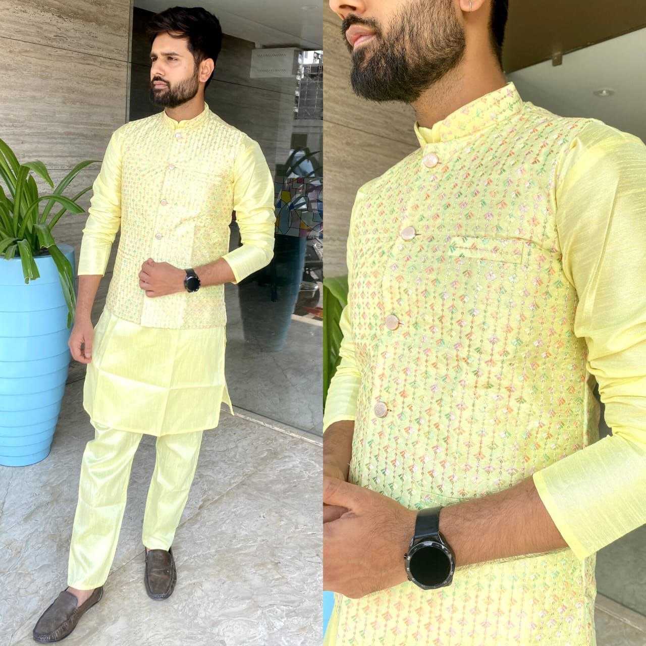 YNF BANGLORI SILK KESH246 MANYAVAR V-3 WHOLESALE MENS WEAR PATHANI SUIT SILK KURTA MANUFACTURER- Kapda Export