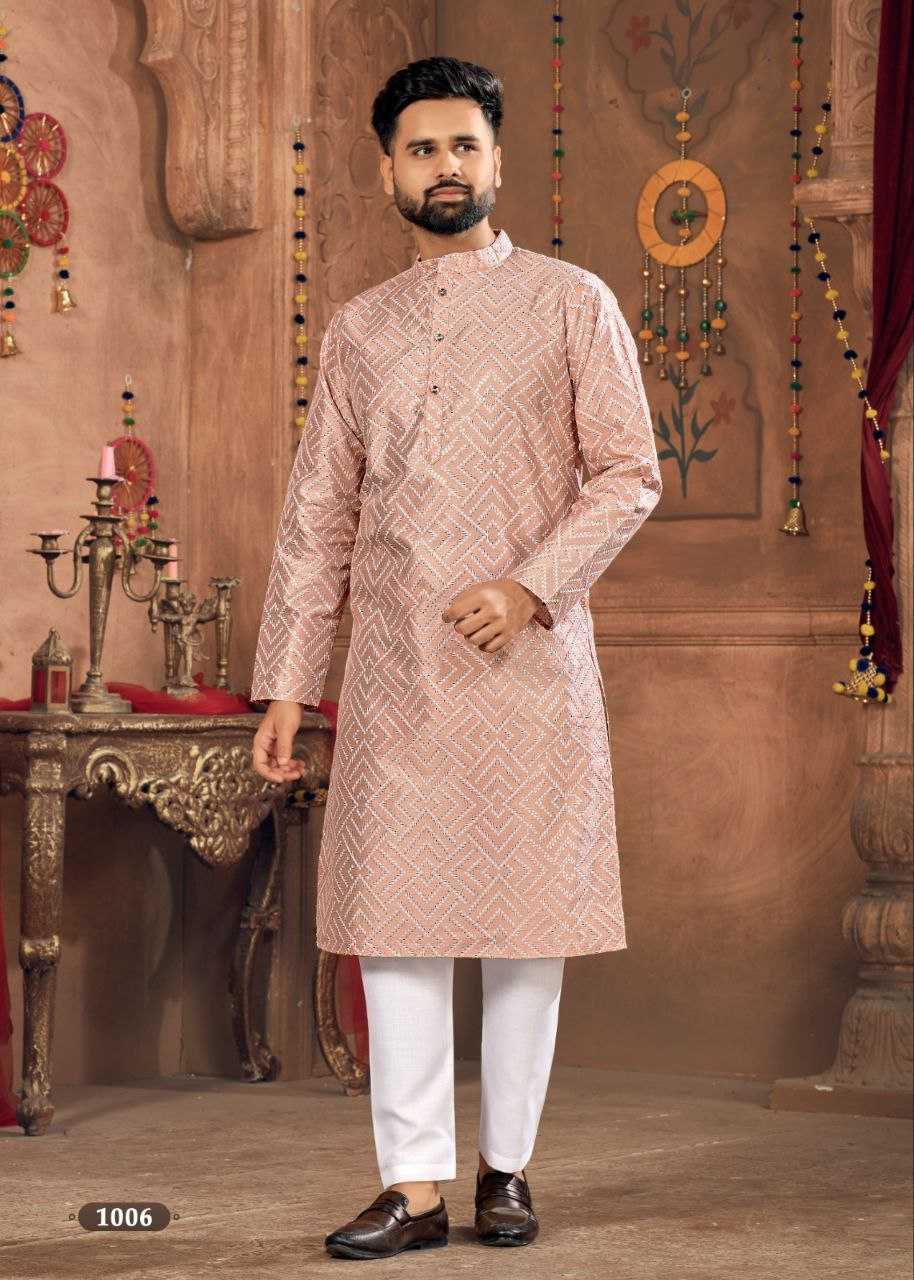 YNF BANGLORI SILK KESH246 ROYAL MEN V-8 MENS WEAR WHOLESALE SILK KURTA EMBROIDERED KUTRA PAJAMA MANUFACTURER- Kapda Export