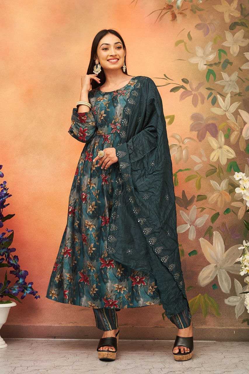 YNF CHANDER SILK KESH246 KANGANA SUITS & DRESSES WHOLESALE PRINTED ANARKALI CHANDERI SUITS MANUFACTURE- Kapda Export