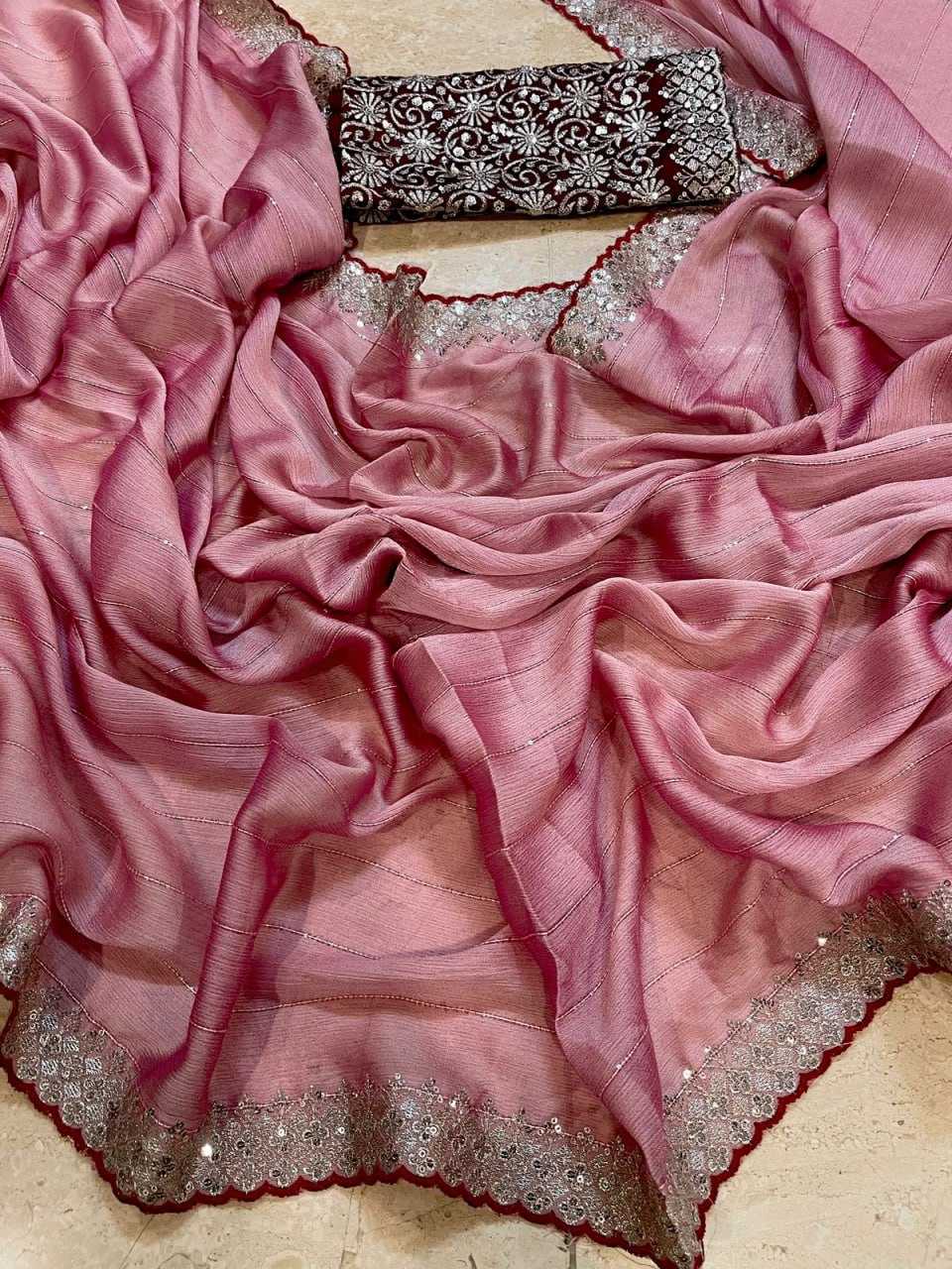 YNF CHIFFON KESH195 KRF24 SAREES WHOLESALE CHIFFON PARTY WEAR SEQUENCE SAREES MANUFACTURER- Kapda Export