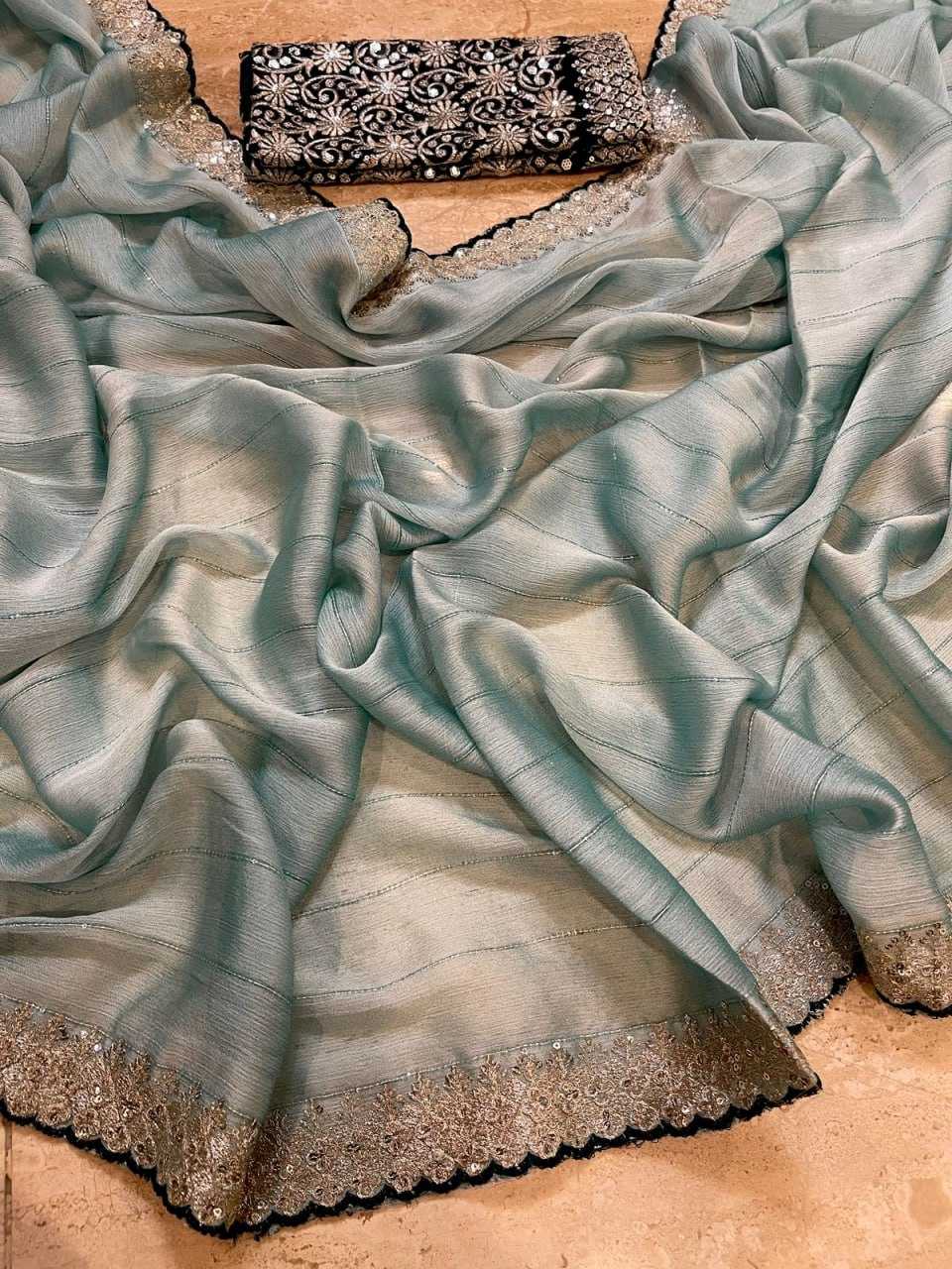 YNF CHIFFON KESH195 KRF24 SAREES WHOLESALE CHIFFON PARTY WEAR SEQUENCE SAREES MANUFACTURER- Kapda Export