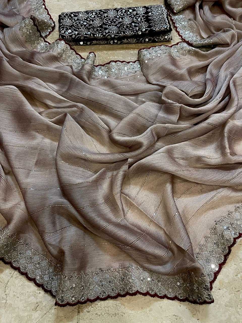 YNF CHIFFON KESH195 KRF24 SAREES WHOLESALE CHIFFON PARTY WEAR SEQUENCE SAREES MANUFACTURER- Kapda Export