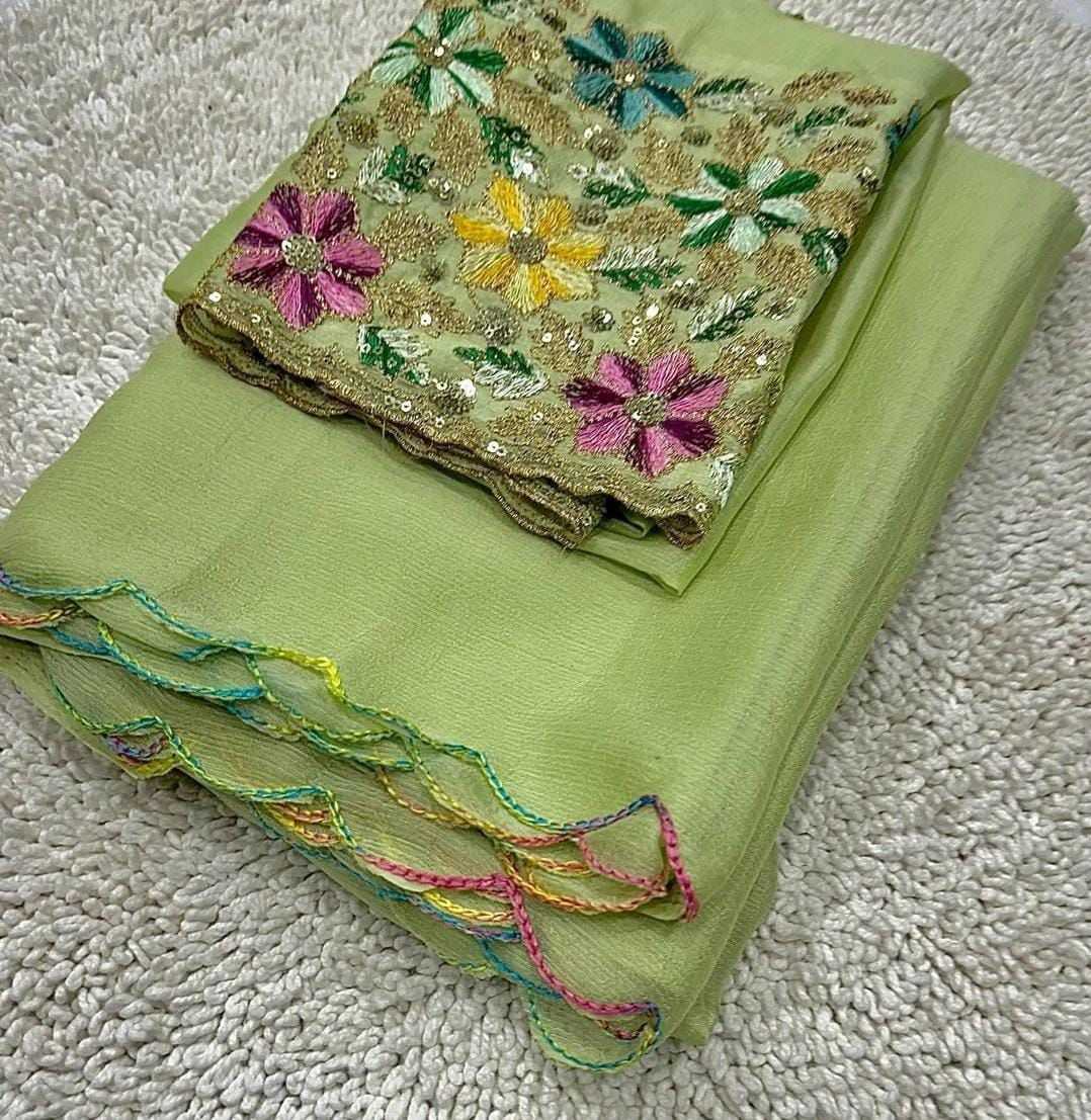 YNF CHIFFON KESH195 KRF33 SAREES WHOLESALE CHIFFON PLAIN CUTWORK SAREES MANUFACTURER- Kapda Export