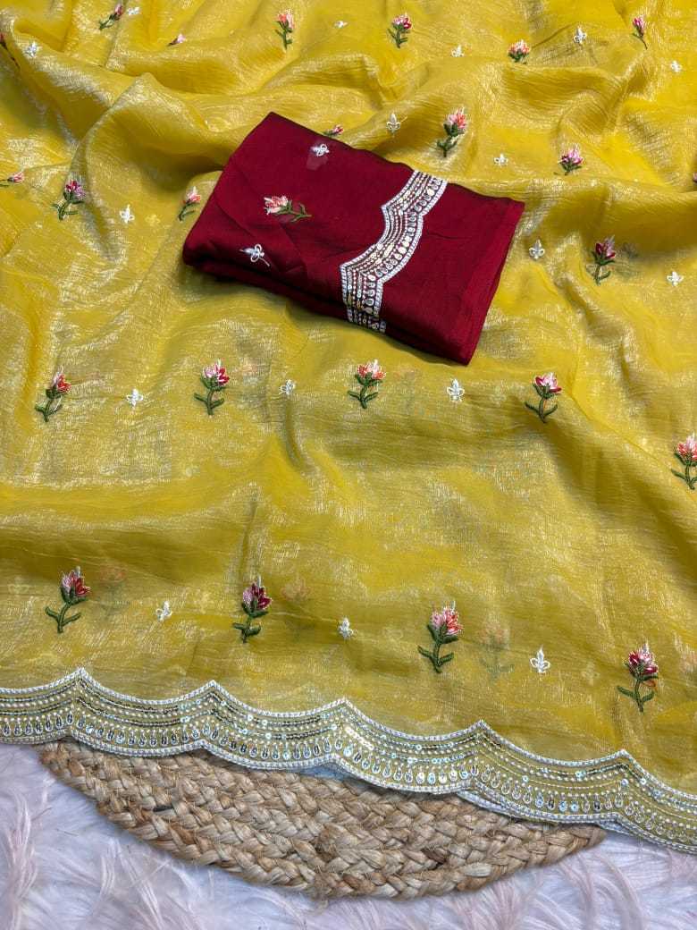 YNF CHIFFON KESH222 RUN135 SAREES WHOLESALE EMBROIDERY CHIFFON FANCY SAREES MANUFACTURER- Kapda Export