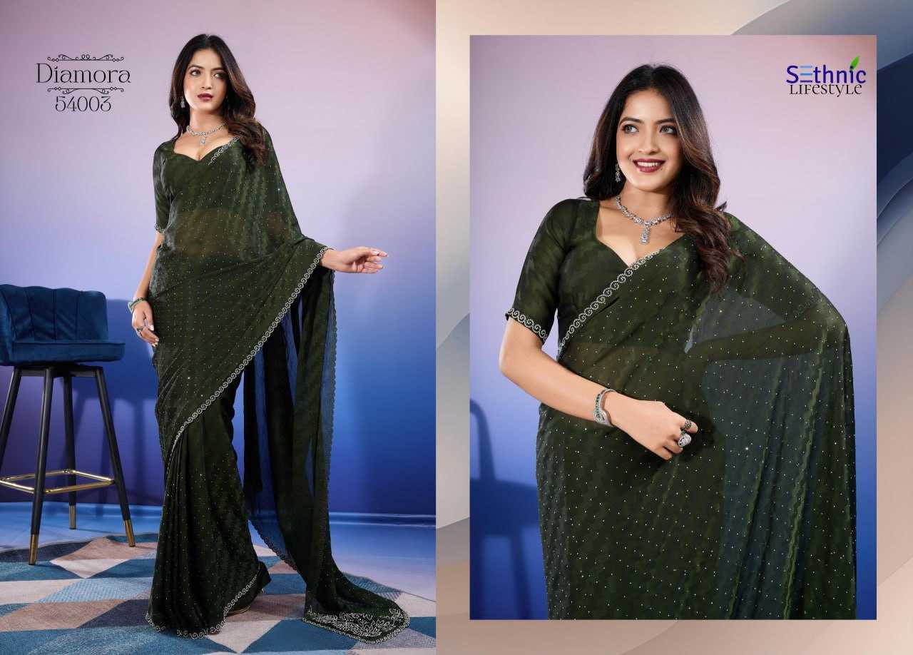 YNF CHIFFON Sethnic Lifestyle KESH113  Diamore CLOTHING BRANDS WHOLESALE SAREES MANUFACTURER- Kapda Export
