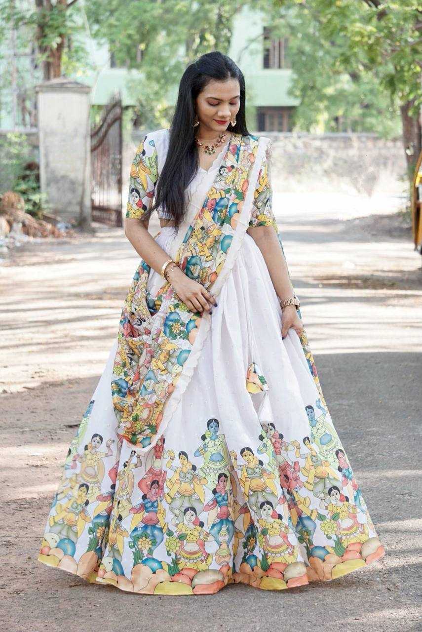 YNF CHINON KESH163 51 LEHENGAS WHOLESALE KALAMKARI TRADITIONAL PRINTED LEHENGAS MANUFACTURER- Kapda Export